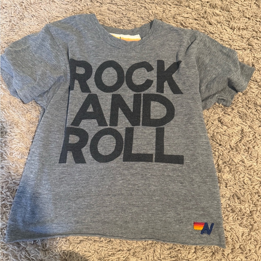 Aviator nation women’s grey rock n roll baby tee